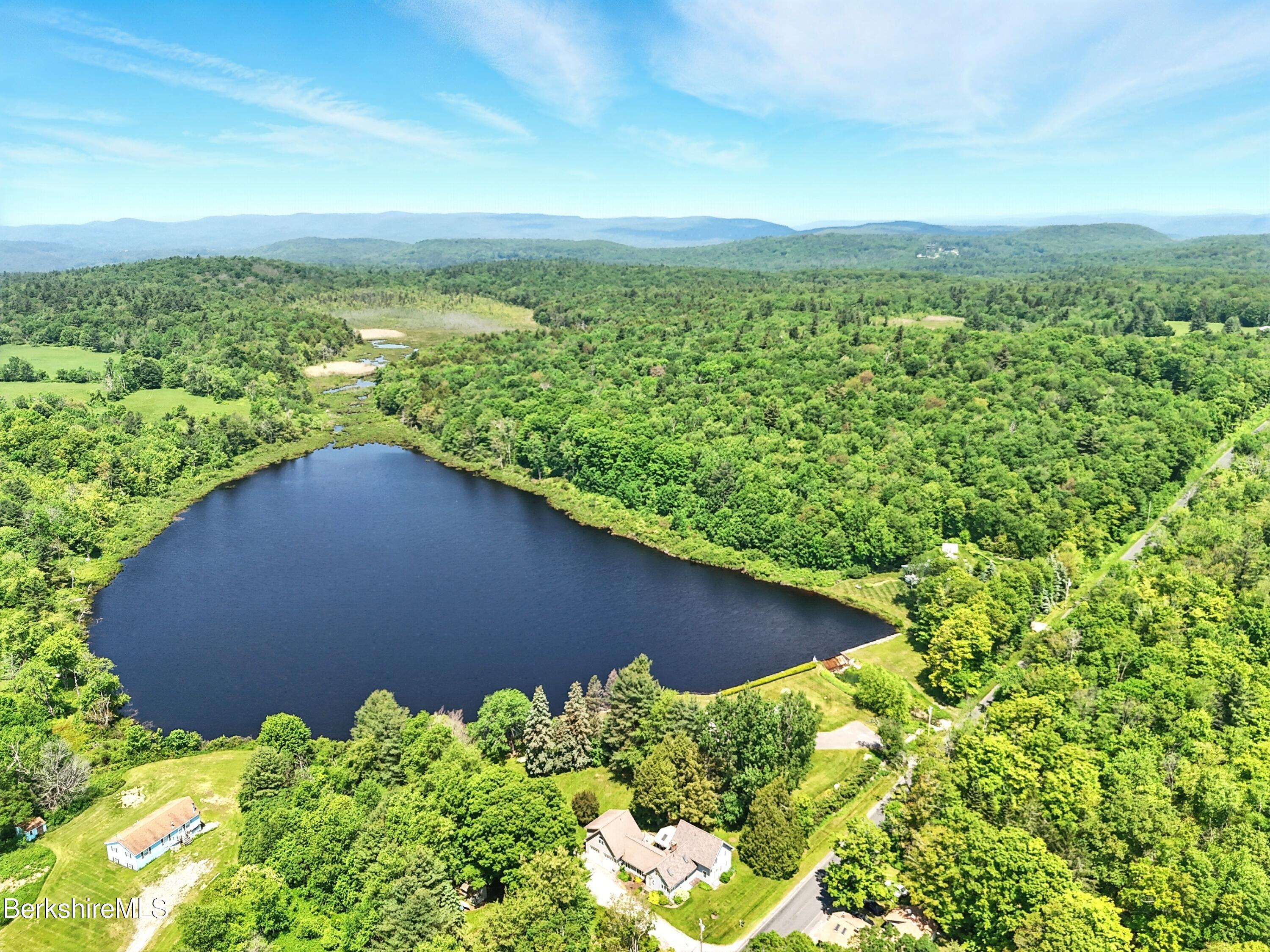 a view of a garden with an ocean view