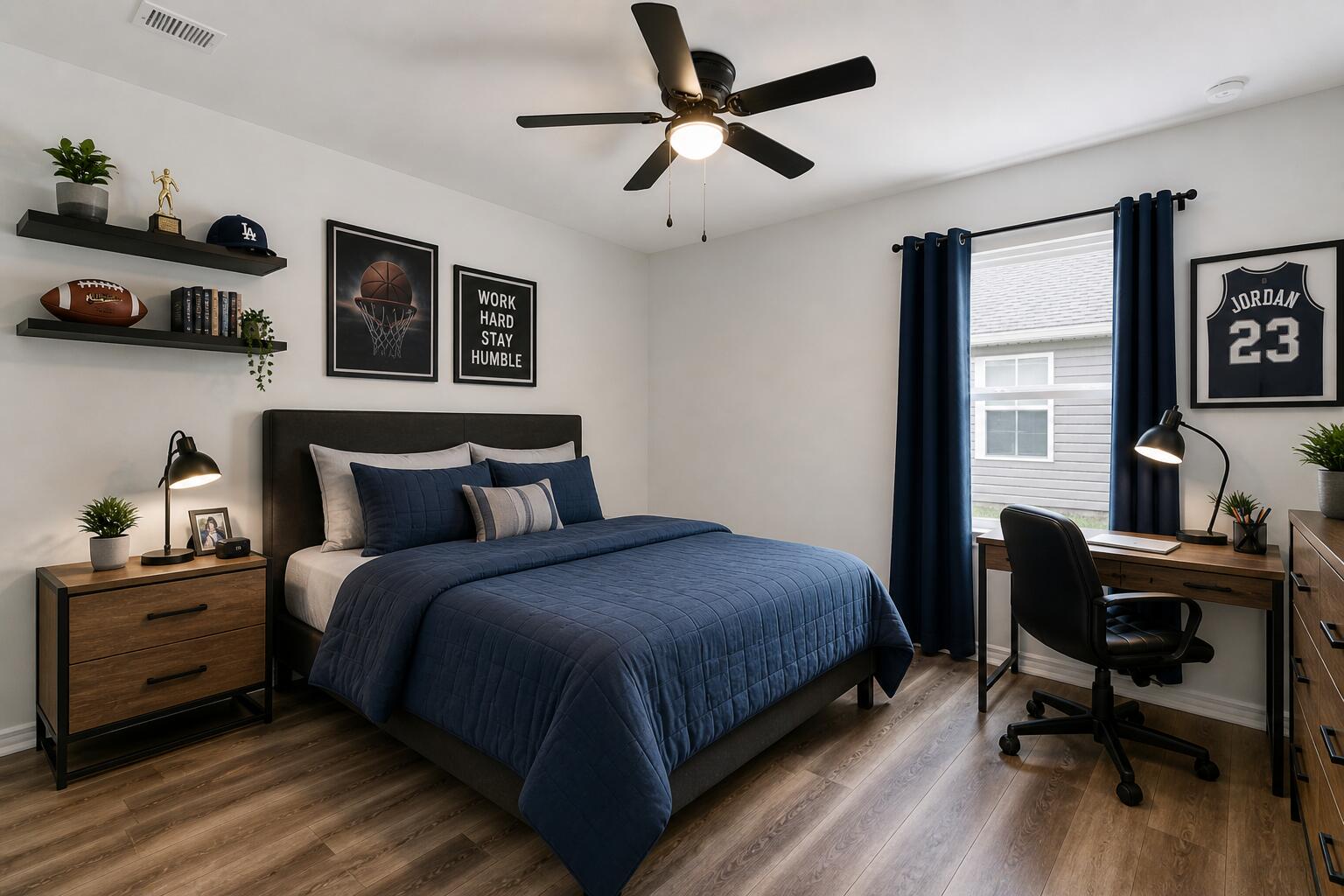 8084 3rd Street Laurel Hill, FL 32567 - Photo 24 of 34 a bedroom with bed and a desk