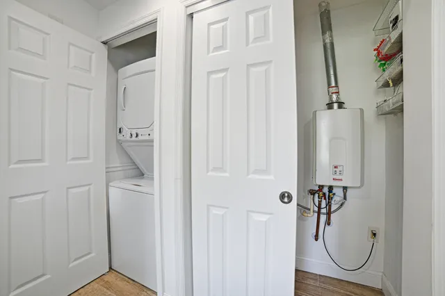 an aerial view of a house with outdoor space