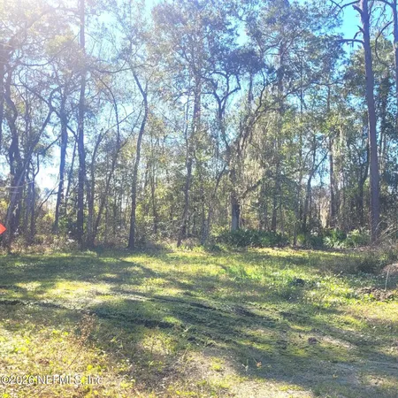 a view of yard with swimming pool and trees