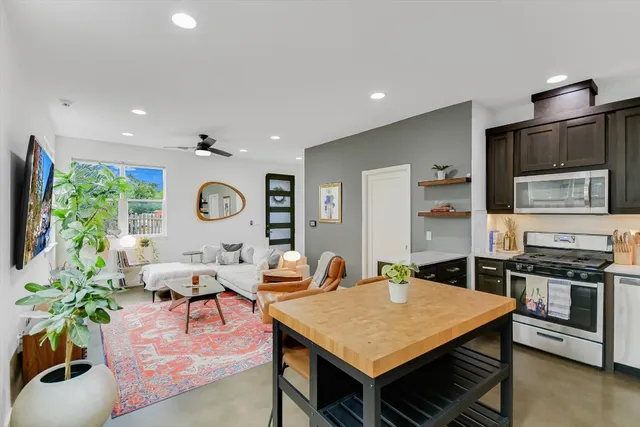 a workspace with furniture and window