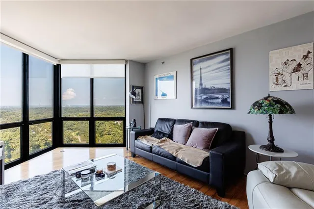 a view of a city from a window