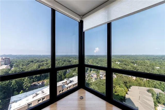 a view of a city from a balcony