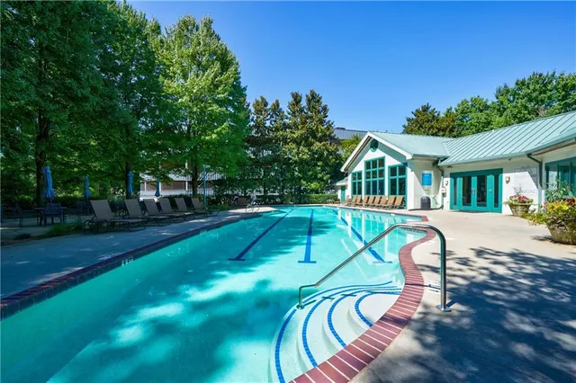 a view of a bench in a garden