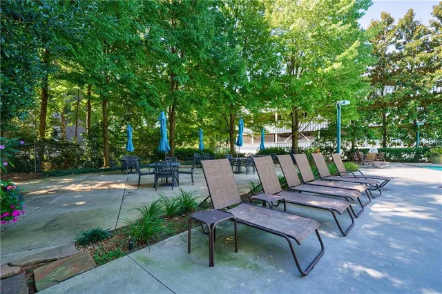 a outdoor view with a sitting space