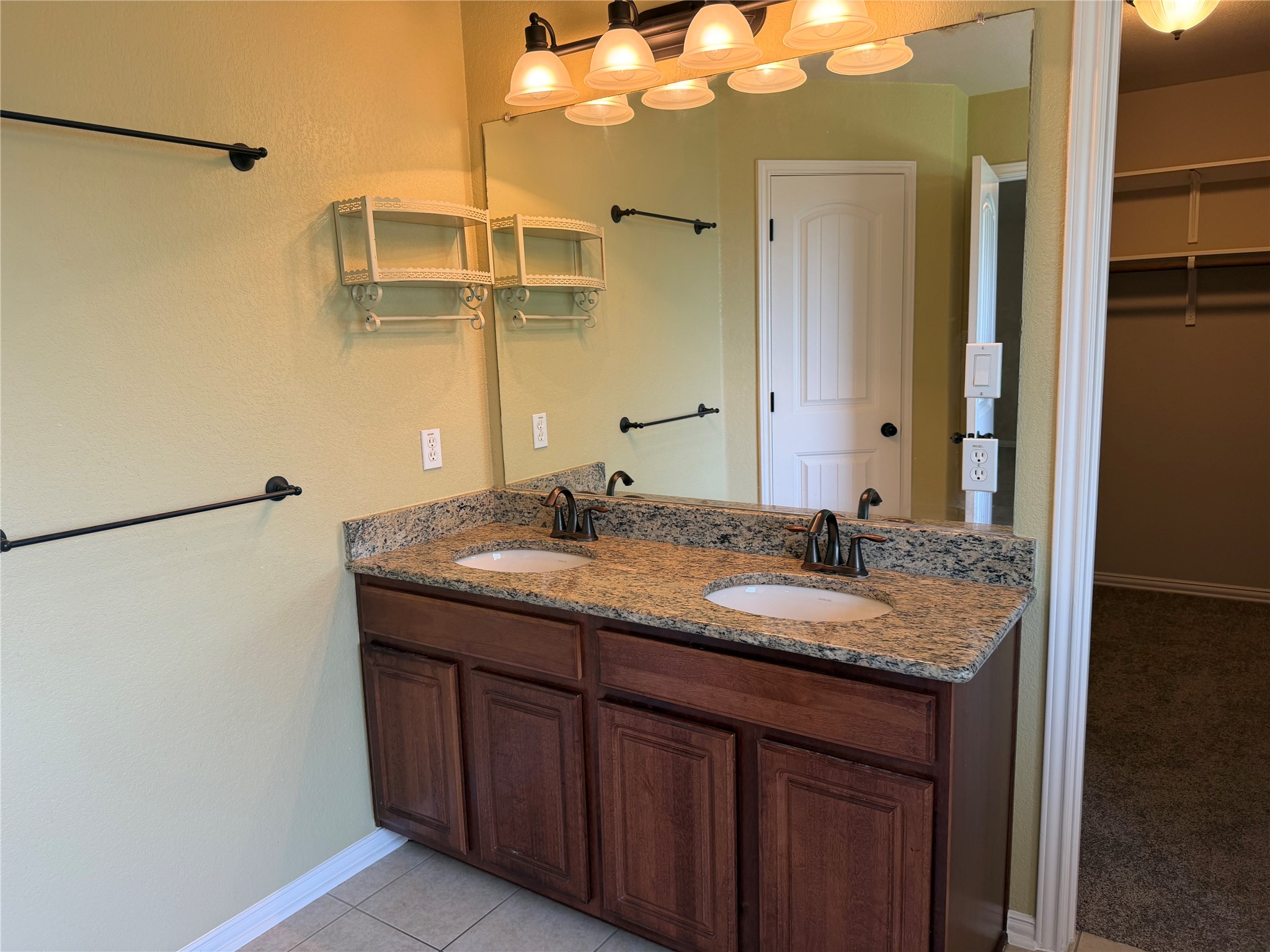 3021 Grand Mission Way Pflugerville, TX 78660 - Photo 25 of 31 Double vanity with granite counters offers functional elegance in this primary bathroom.