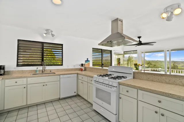 a kitchen that has a sink and a stove