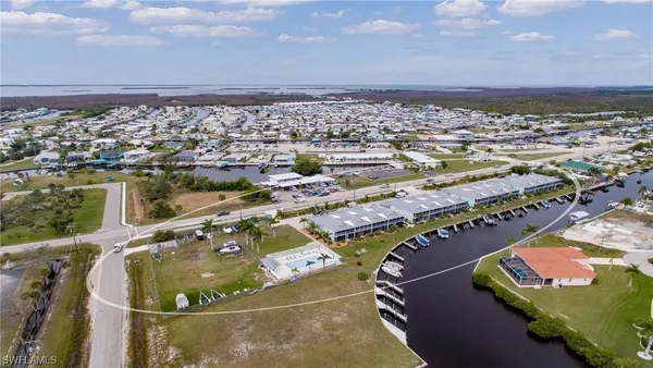 an aerial view of a house