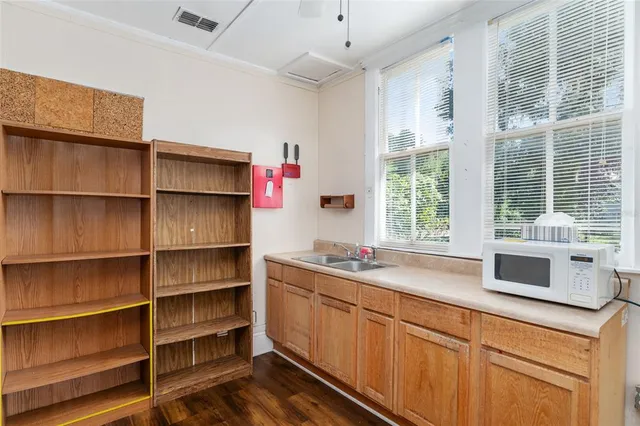 a view of a swimming pool with an outdoor space