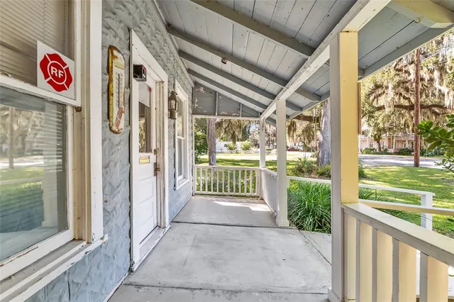 a view of porch with seating space