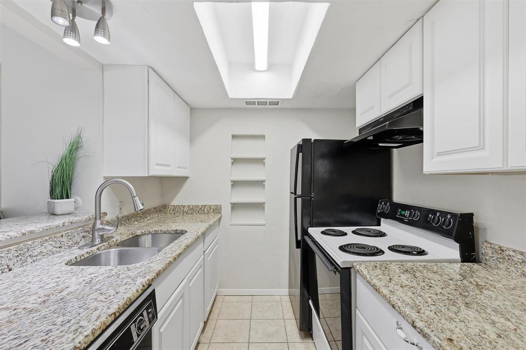 12818 Midway Road, Unit 2078 Dallas, TX 75244 - Photo 4 of 26 a kitchen with granite countertop a sink a stove and refrigerator