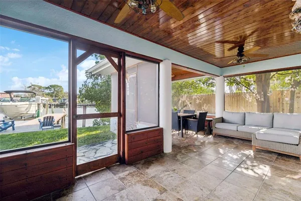 a view of a garden and lake view