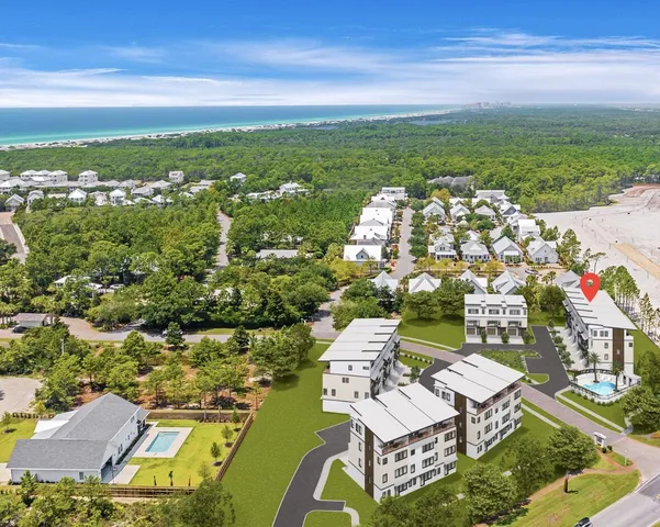 an aerial view of multiple house