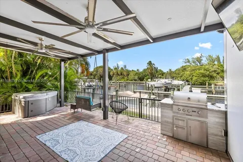 a view of a porch and garden