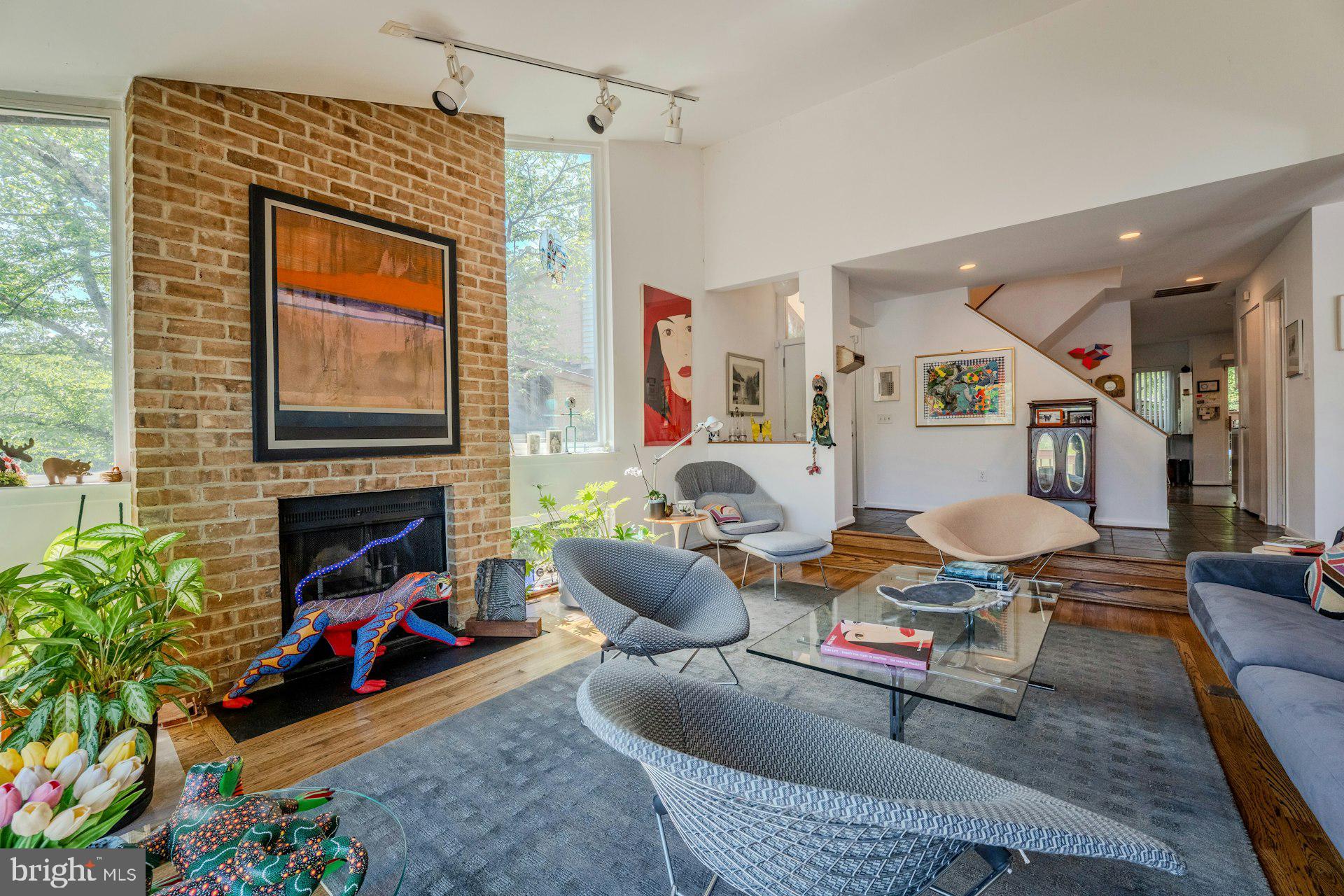 2013 Lakewinds Drive Reston, VA 20191 - Photo 14 of 54 Living room with floor to ceiling brick fireplace