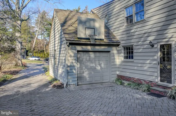 a view of a brick house with a door