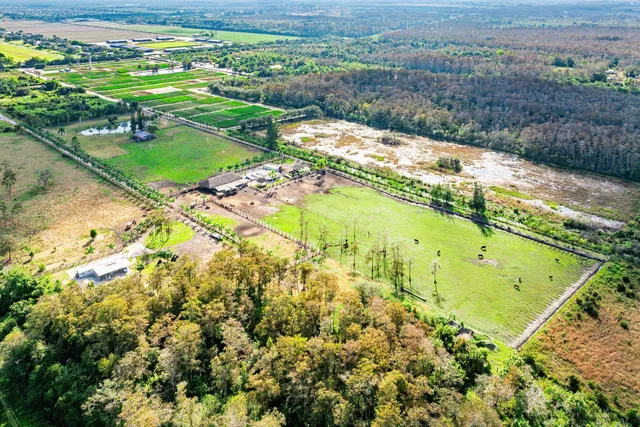 an aerial view of a houses with outdoor space