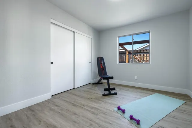 a view of a room with gym equipment