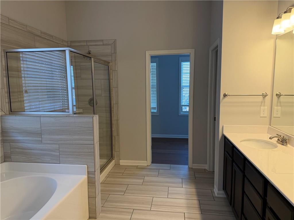 7811 Silk Tree Pointe Braselton, GA 30517 - Photo 13 of 20 a bathroom with a tub sink and mirror