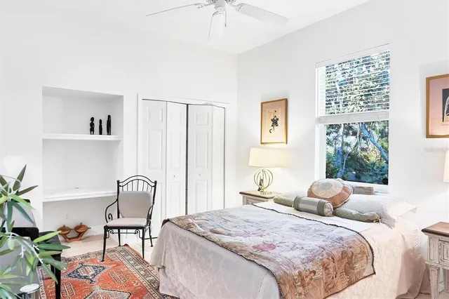 a view of a lake with a yard