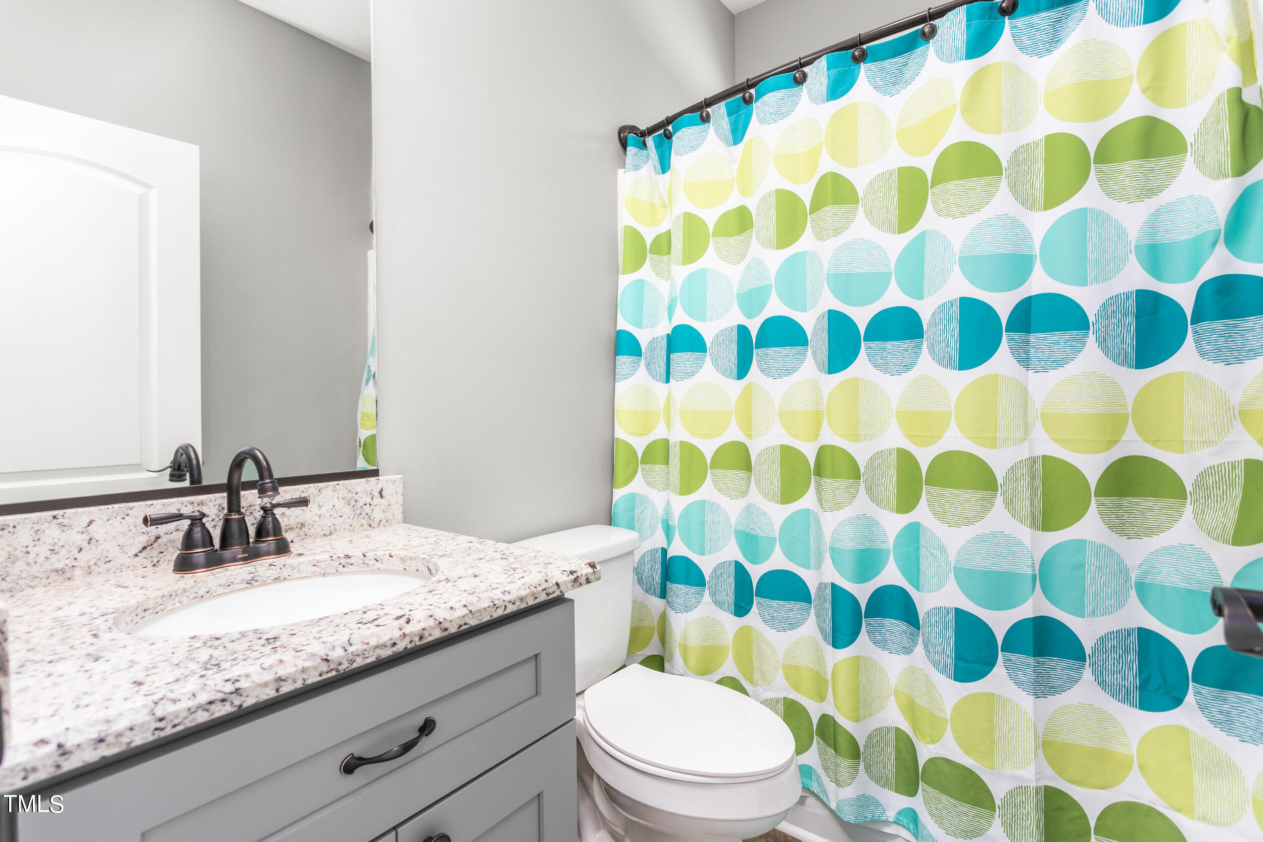 4455 Boyd Wright Road Burlington, NC 27215 - Photo 27 of 40 a bathroom with a granite countertop sink a toilet and a mirror