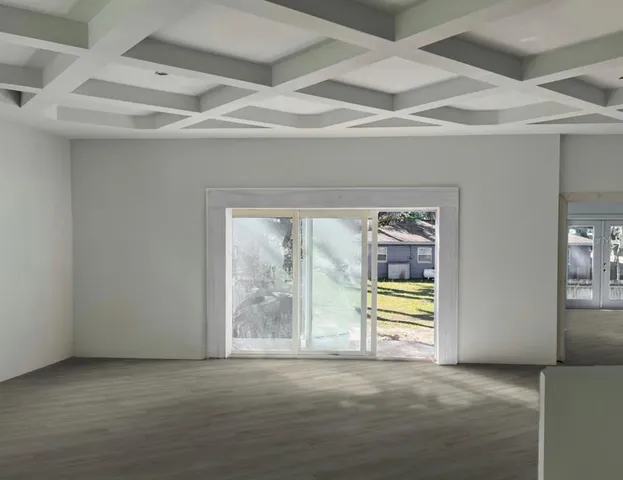 an empty room with windows