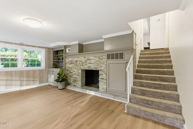 a view of a park with swings