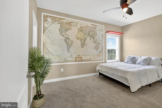 an aerial view of a house with garden