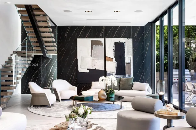 a living room with a table