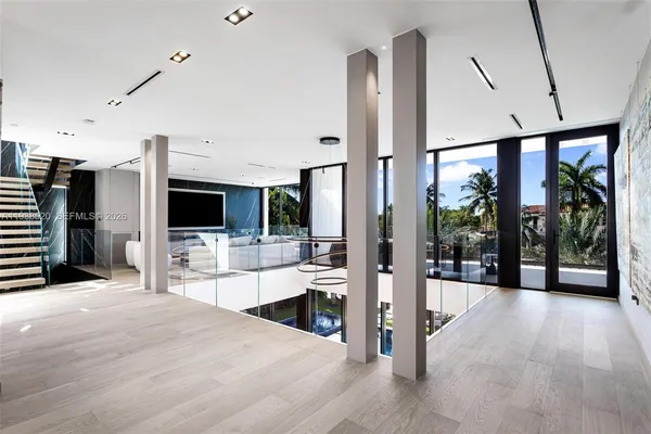 a living room with a table