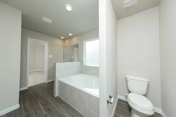 a bathroom with a toilet and a bathtub