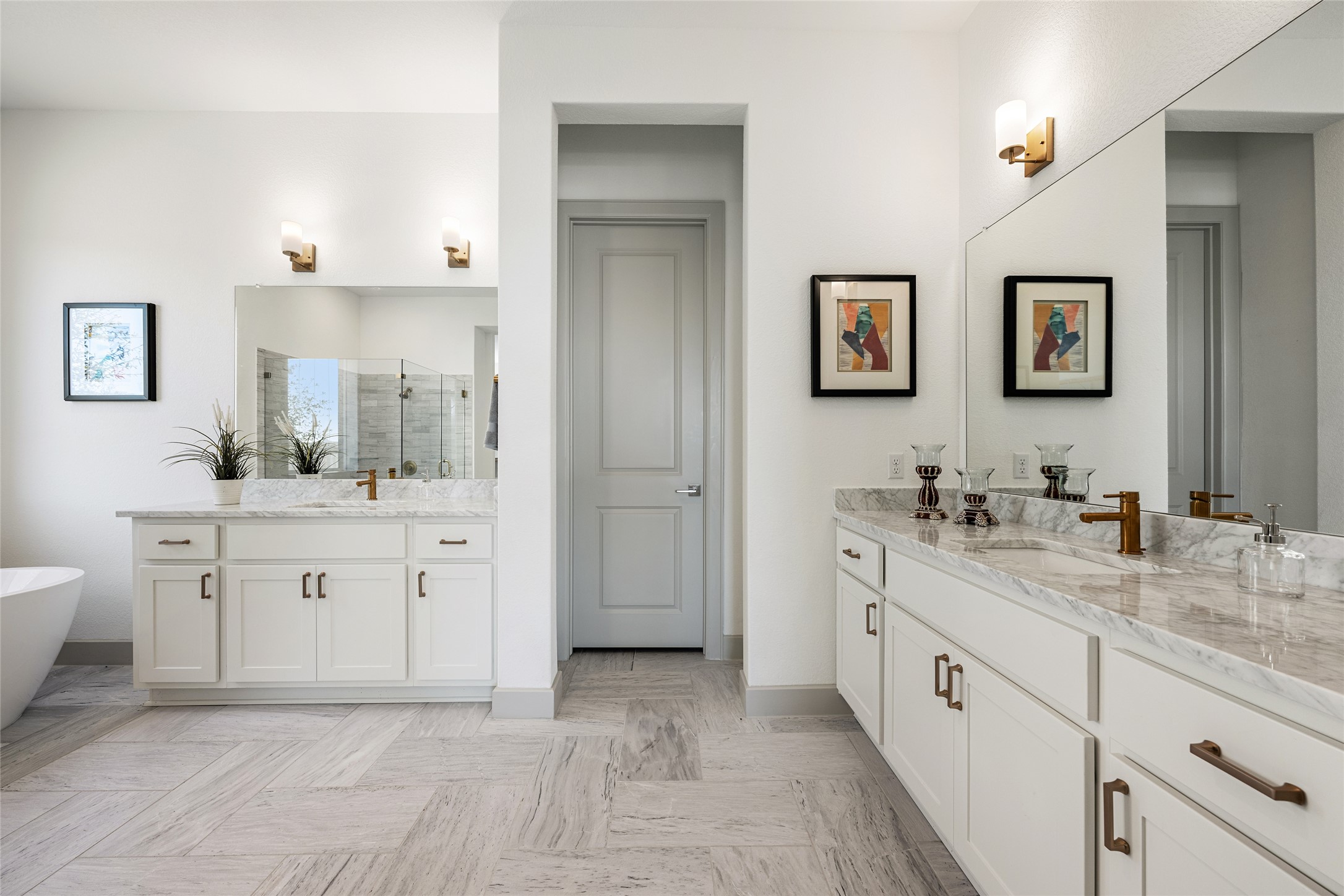 298 Smoke Tree Circle Dripping Springs, TX 78620 - Photo 16 of 38 a spacious bathroom with a granite countertop sink and a mirror