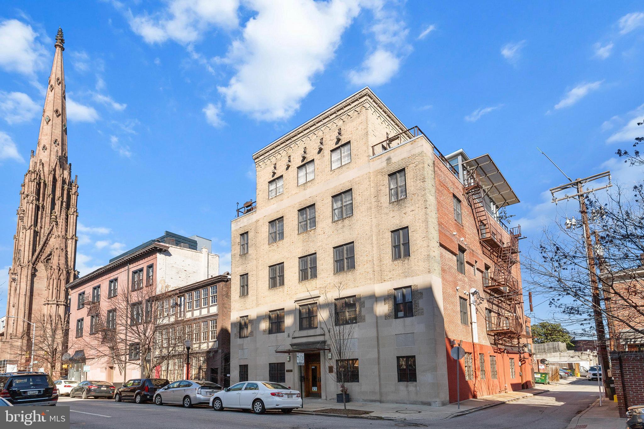 a front view of a building