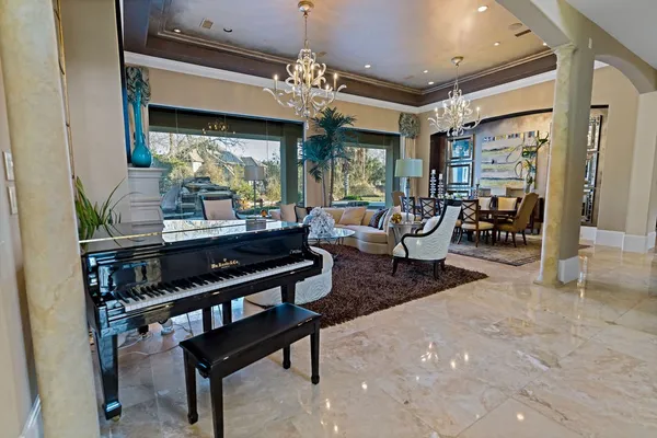 a living room with furniture