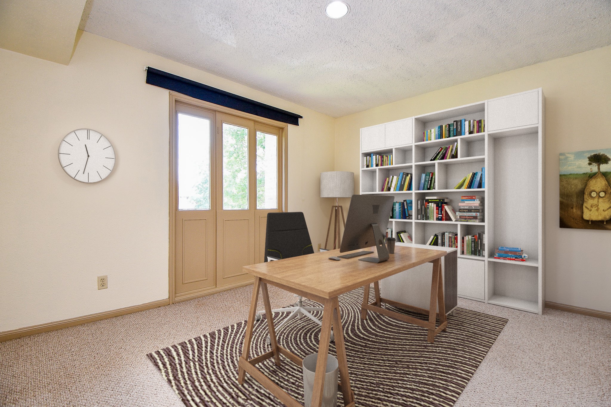 6533 Bayou Glen Road Houston, TX 77057 - Photo 17 of 19 a work room with furniture a bookshelf and a window