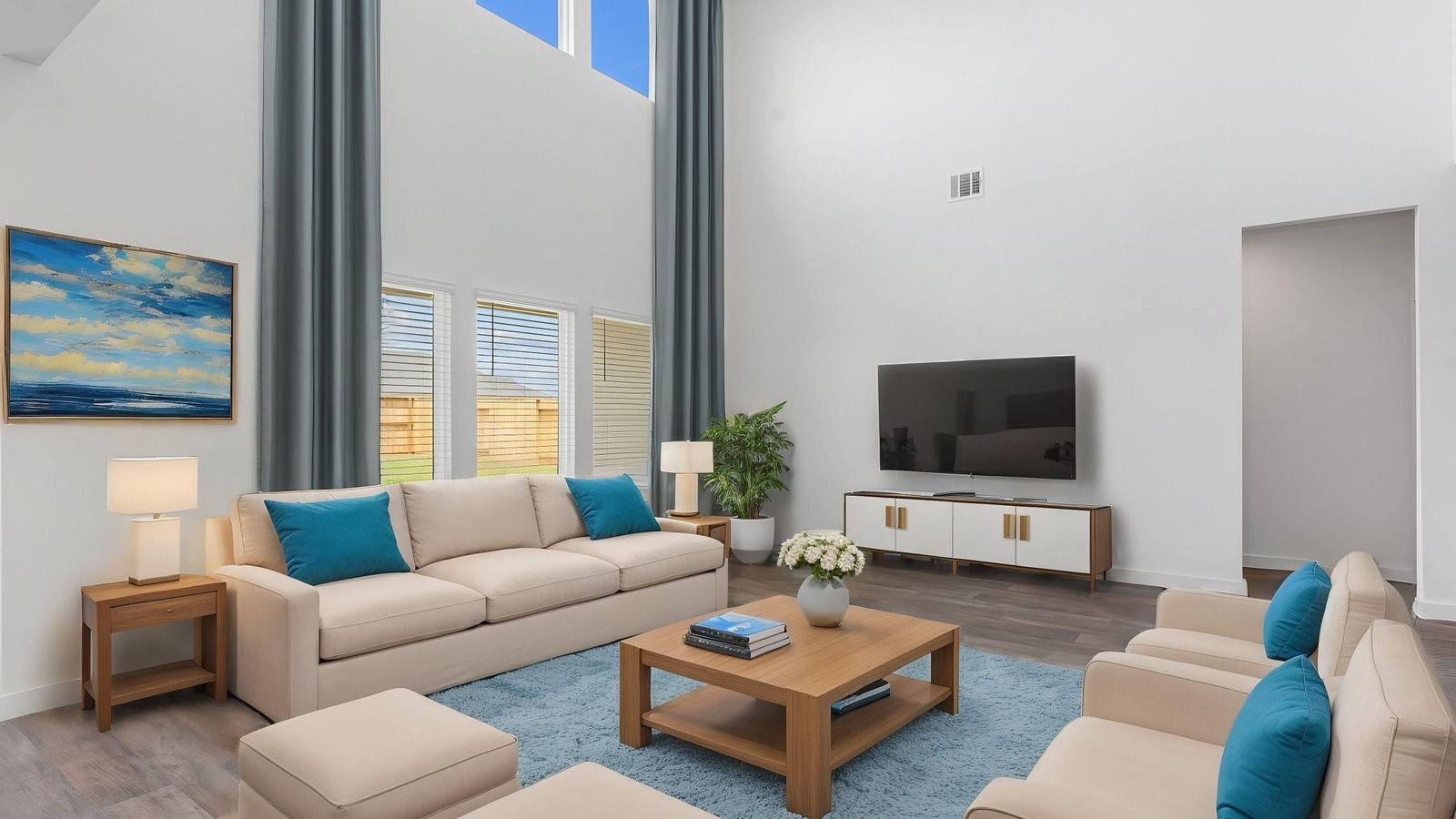 6120 Cherry Mdws Street Rosenberg, TX 77469 - Photo 13 of 39 a living room with furniture a rug a window and a flat screen tv