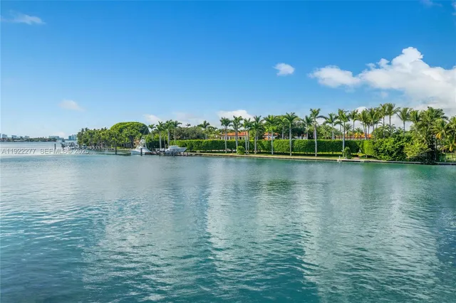 a view of a lake with houses in the background