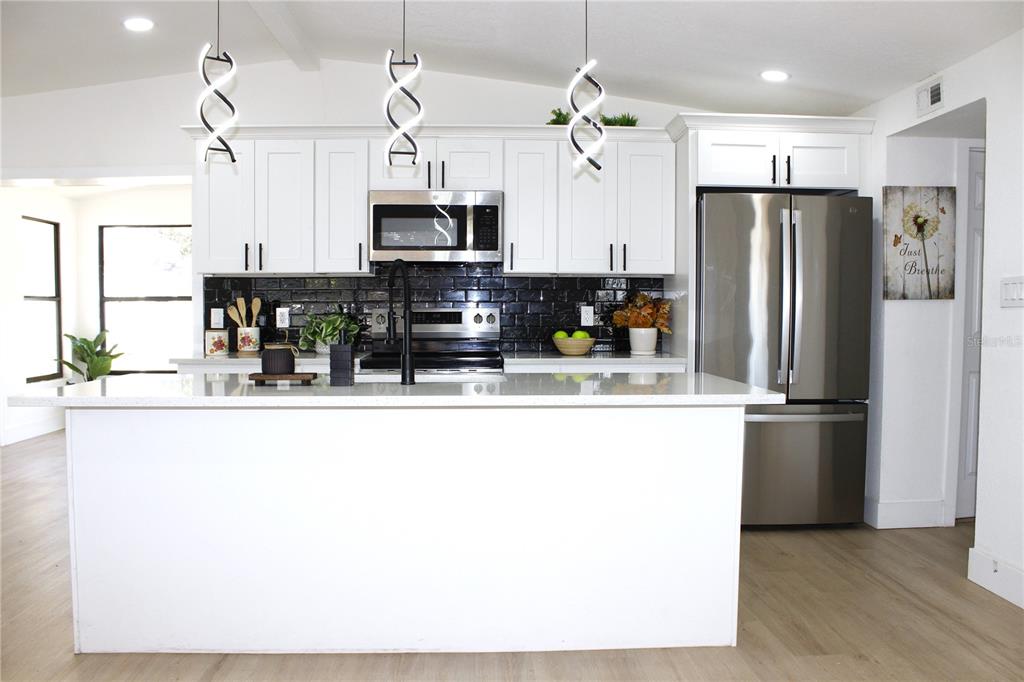 8816 Ashman Road Riverview, FL 33578 - Photo 17 of 52 a kitchen with stainless steel appliances granite countertop a refrigerator a stove a sink and a microwave