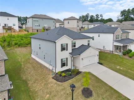 an aerial view of a house