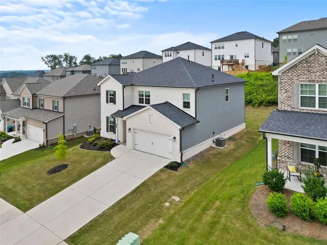 an aerial view of a house