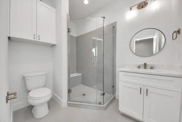 a bathroom with a shower