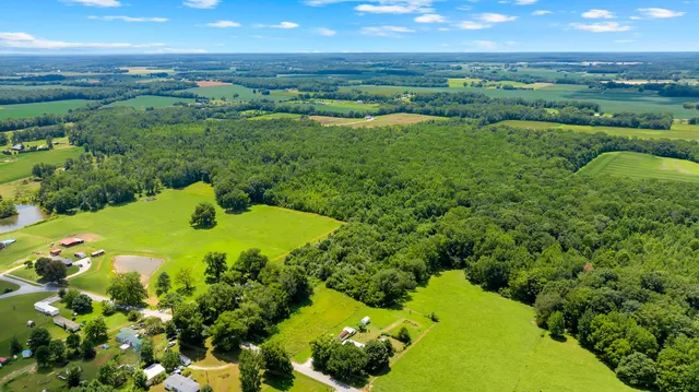 a aerial view of a house with swimming pool and big yard