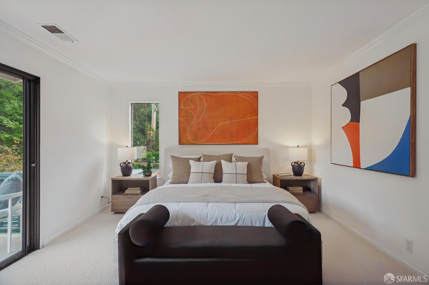 16244 Kennedy Road Los Gatos, CA 95032 - Photo 27 of 67 a bedroom with a bed lamp and a potted plant