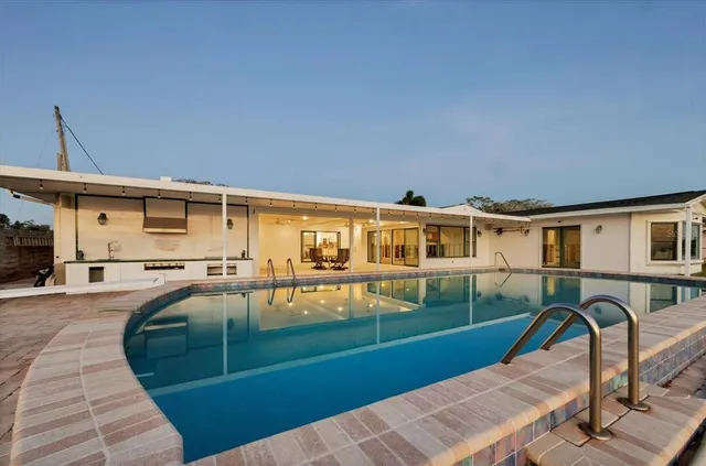 a view of a lake with a big yard