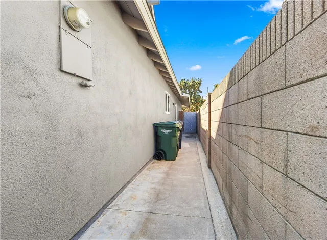 a view of a room with wooden walls