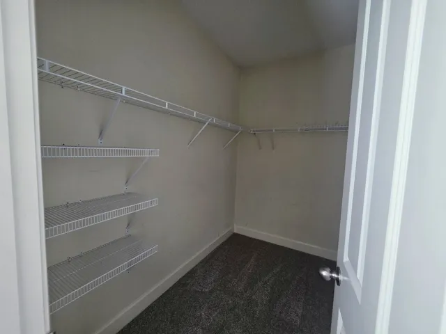 a view of an empty walk in closet