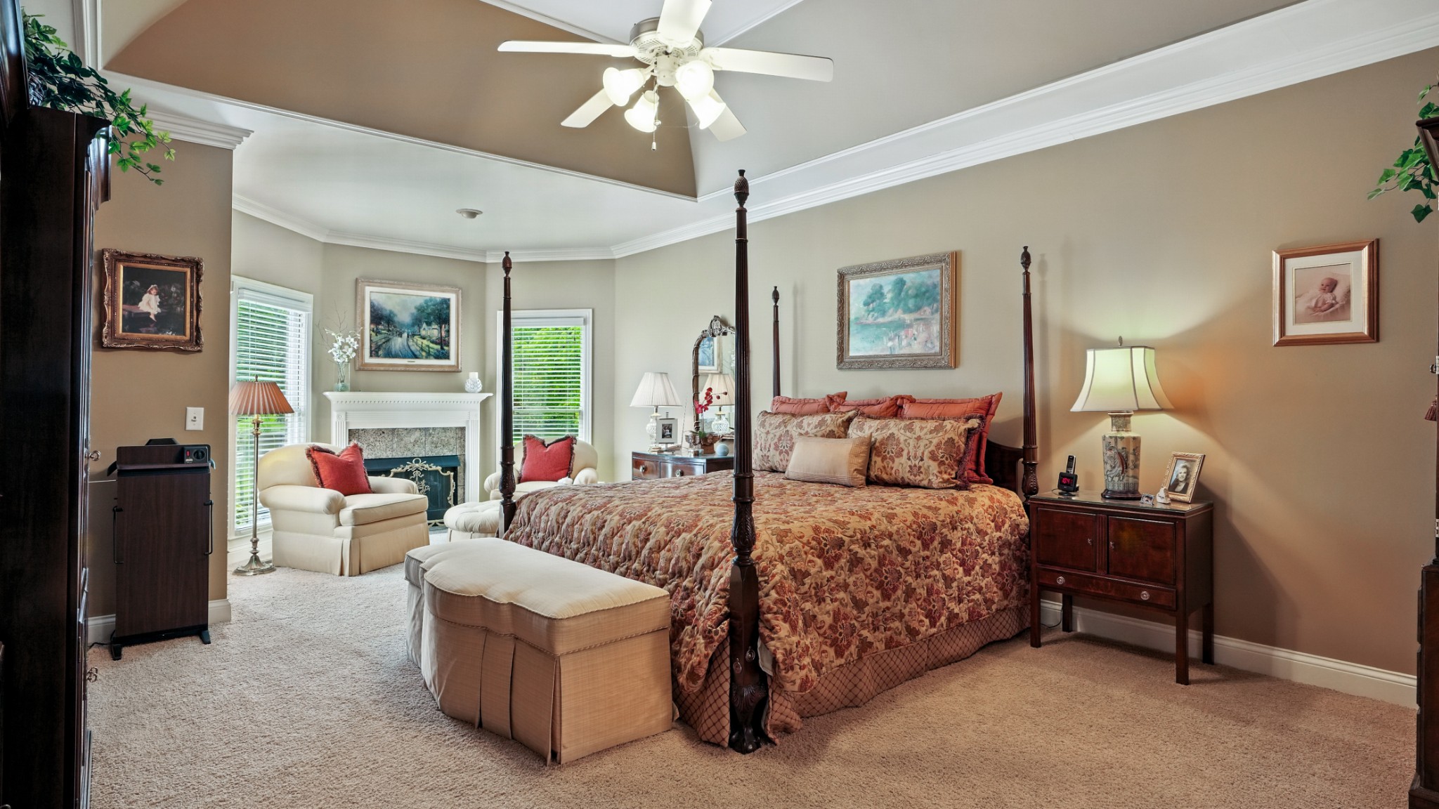 216 Lake Ridge Court Franklin, TN 37069 - Photo 45 of 75 a bedroom with a bed and a chandelier