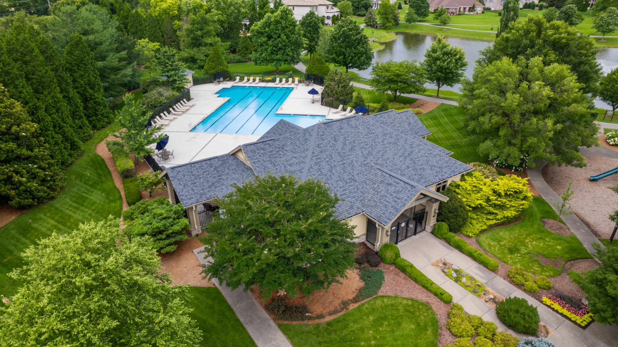 216 Lake Ridge Court Franklin, TN 37069 - Photo 75 of 75 an aerial view of a house with a garden
