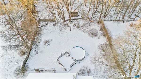a view of a fireplace in a snow