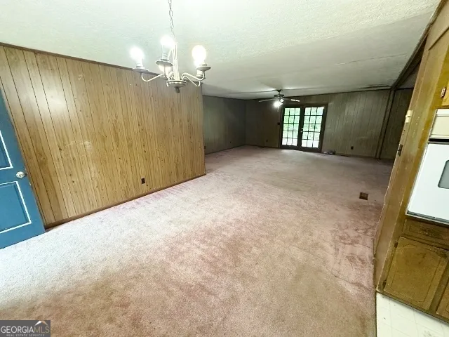 a view of a livingroom with a chandelier